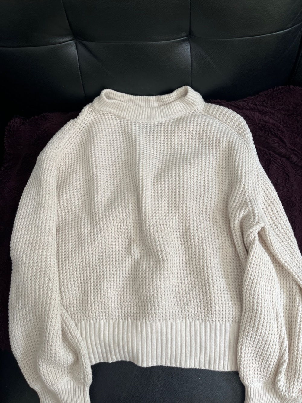 Roots Women’s Cream Waffle-Knit Crewneck Sweater